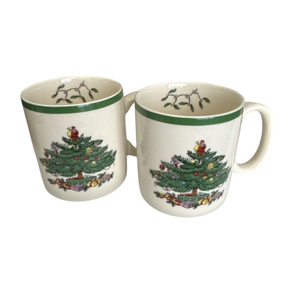 Set of 2 Spode Christmas Tree Mugs Microwave Safe